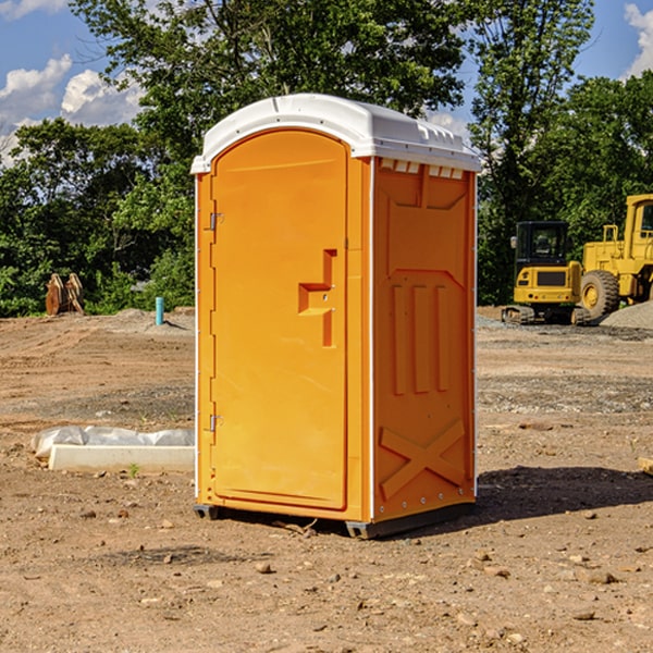 how often are the portable restrooms cleaned and serviced during a rental period in Nora NE